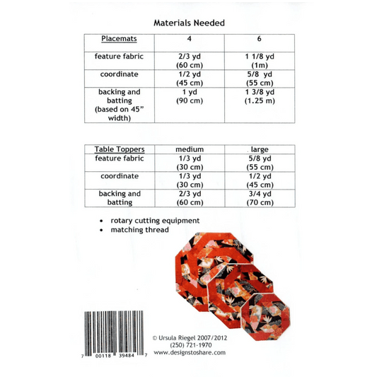 Sprirals Table Mat Pattern - Everything Fabric