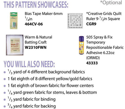 Sunflowers Ala Lulu! Applique Wall Hanging Pattern - Everything Fabric