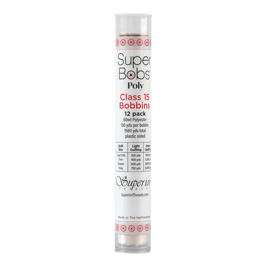 SuperBobs Polyester Bobbin 12pk Class 15 Neutral - Everything Fabric