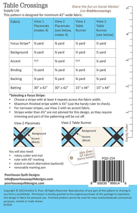 Table Crossings Placemat & Runner Pattern - Everything Fabric