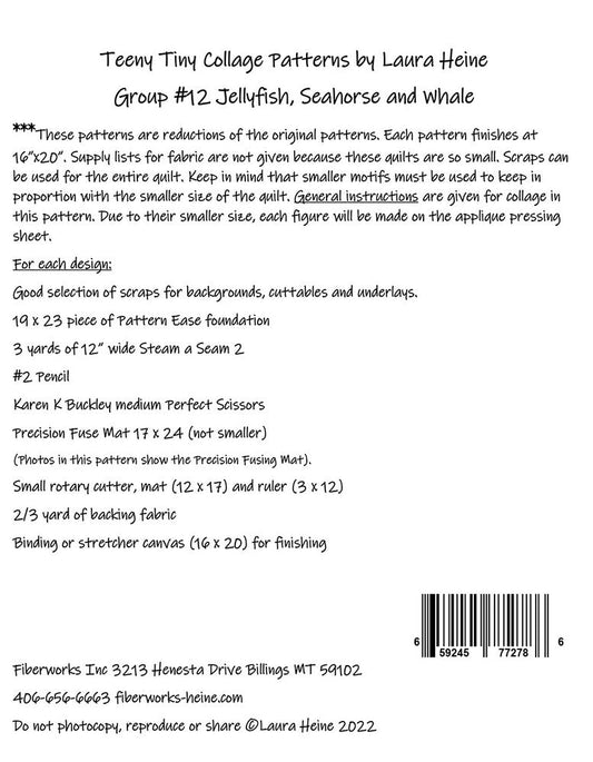 Teeny Tiny Group 12 Jellyfish Seahorse Whale - Everything Fabric