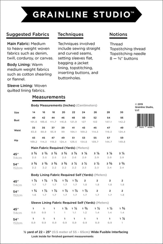 Thayer Jacket Pattern Sizes 14-30 - Everything Fabric