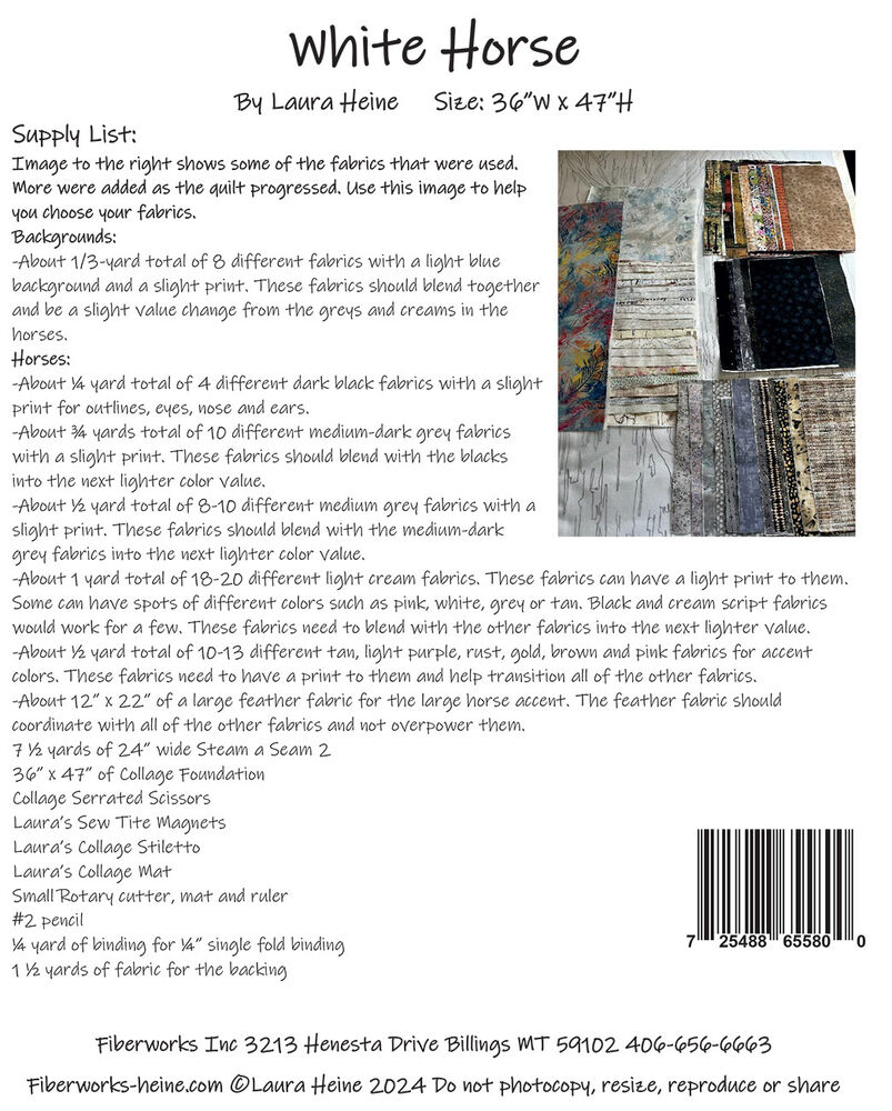 White Horse Collage Quilt Pattern - Laura Heine - Everything Fabric