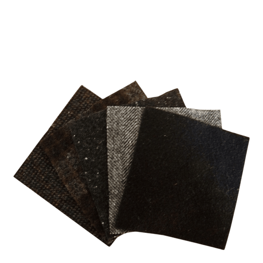 Wooly Charms BLACK - 5 in x 5 in - 5 pc - Everything Fabric