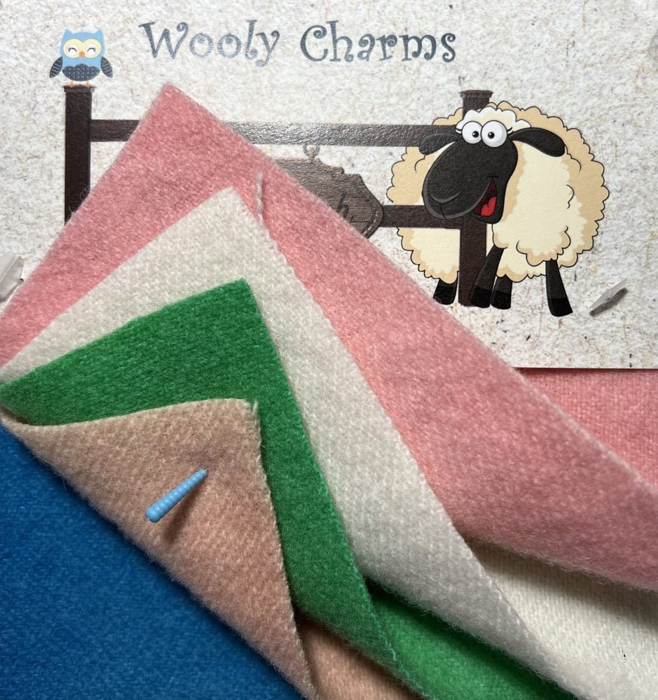 Wooly Charms Spring Thyme - 5 in x 5 in - 5 pc - Everything Fabric