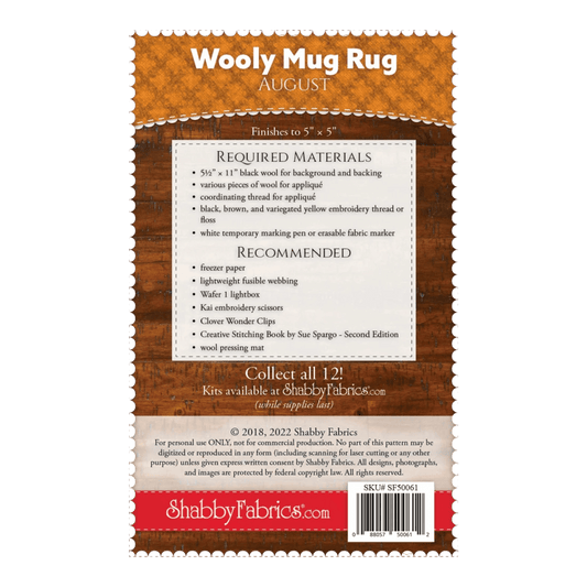 Wooly Mug Rug August Pattern - Everything Fabric
