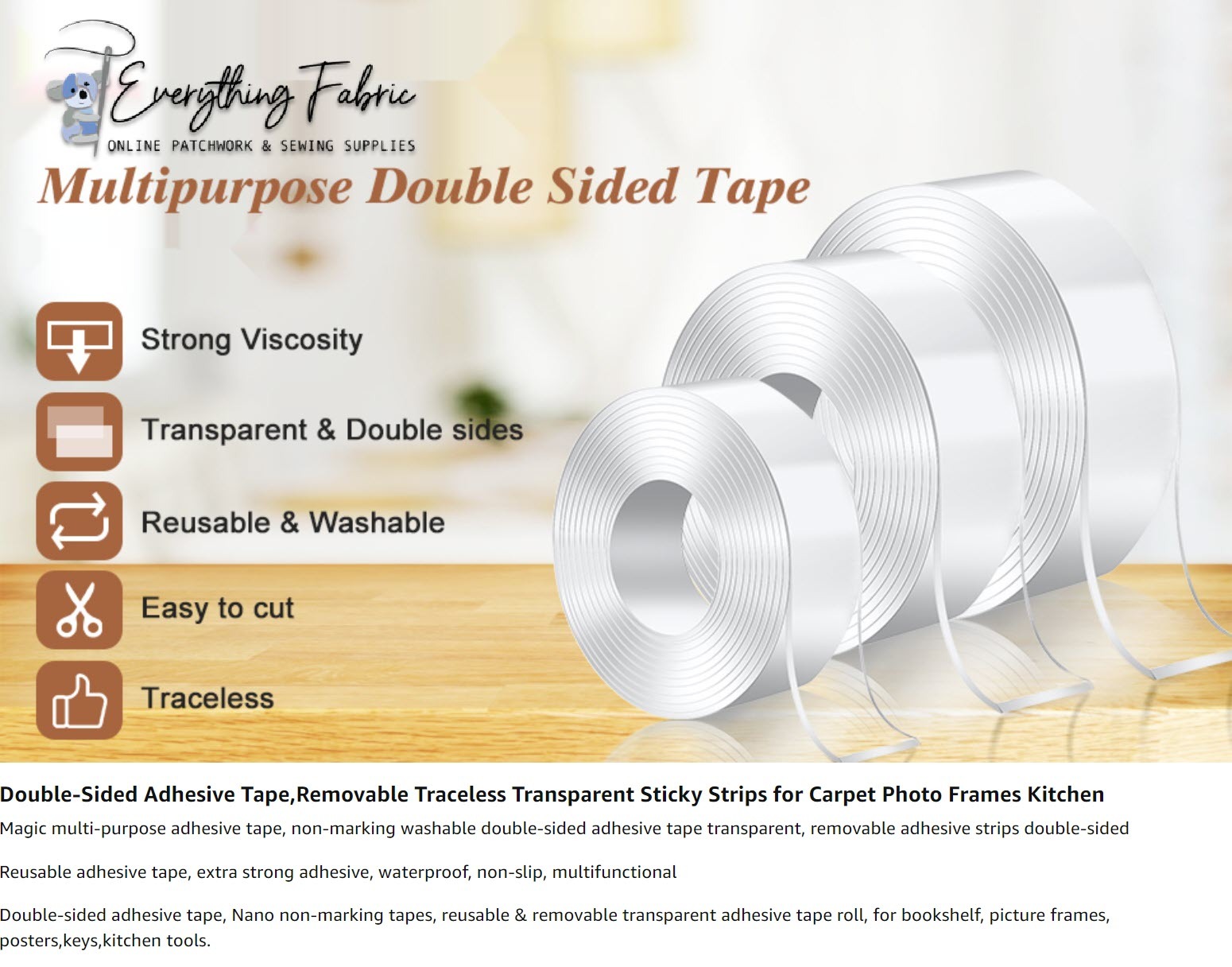  ceys - Transparent Tape - Extra Strong - Double Sided
