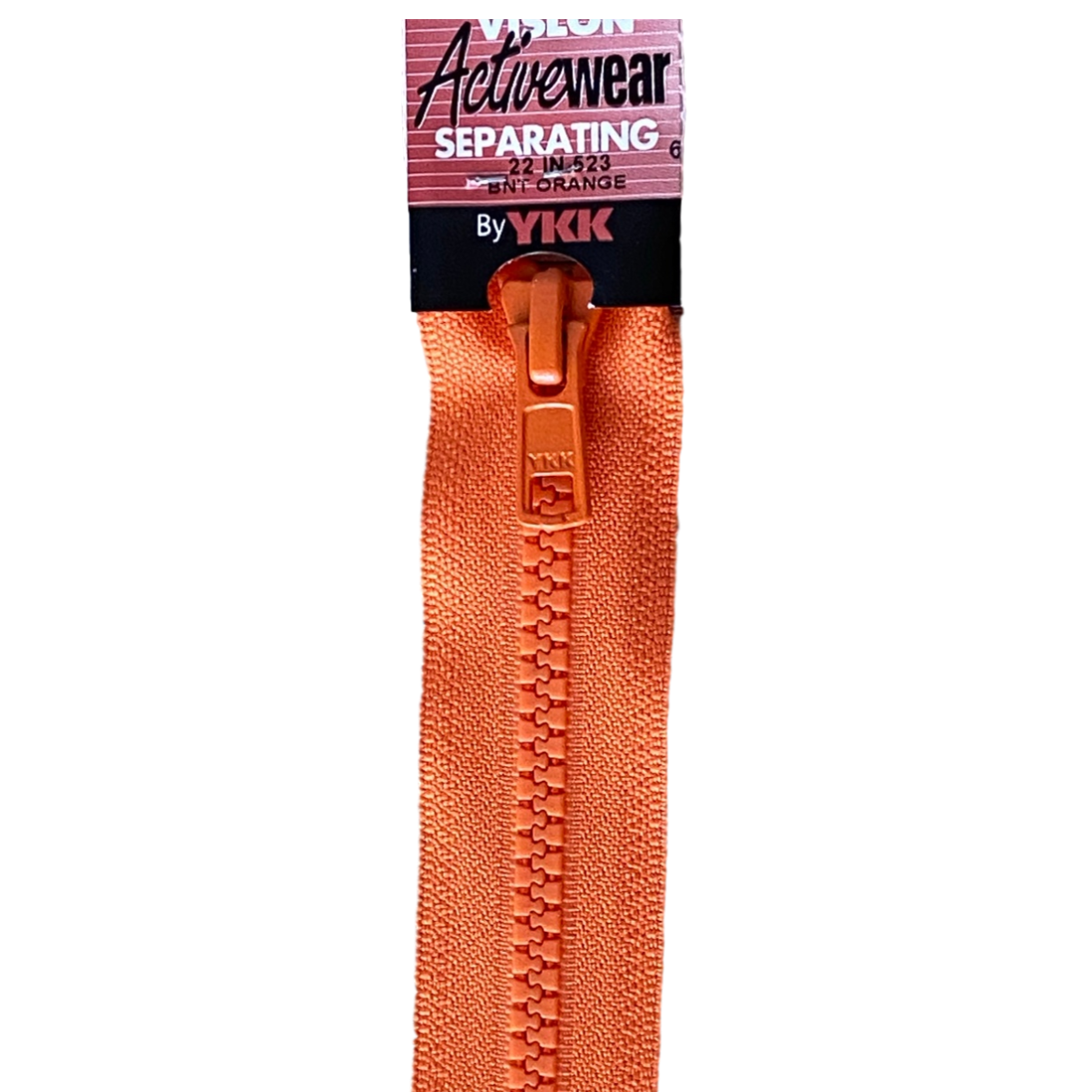Separating Zippers Burnt Orange - 559 mm for bag making and sewing projects
