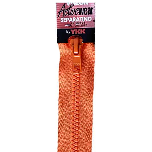 Separating Zippers Burnt Orange - 559 mm for bag making and sewing projects
