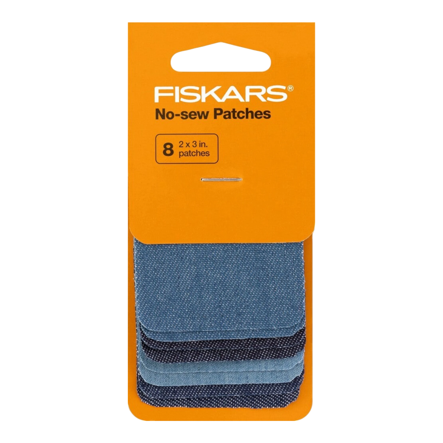 Iron on Patch Denim Faded Blue 51 mm x 76 mm 8ct - Fiskars for garment repair, mending and sewing projects