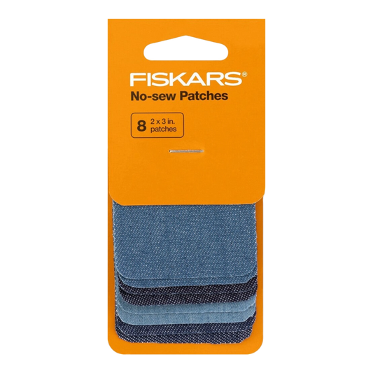 Iron on Patch Denim Faded Blue 51 mm x 76 mm 8ct - Fiskars for garment repair, mending and sewing projects