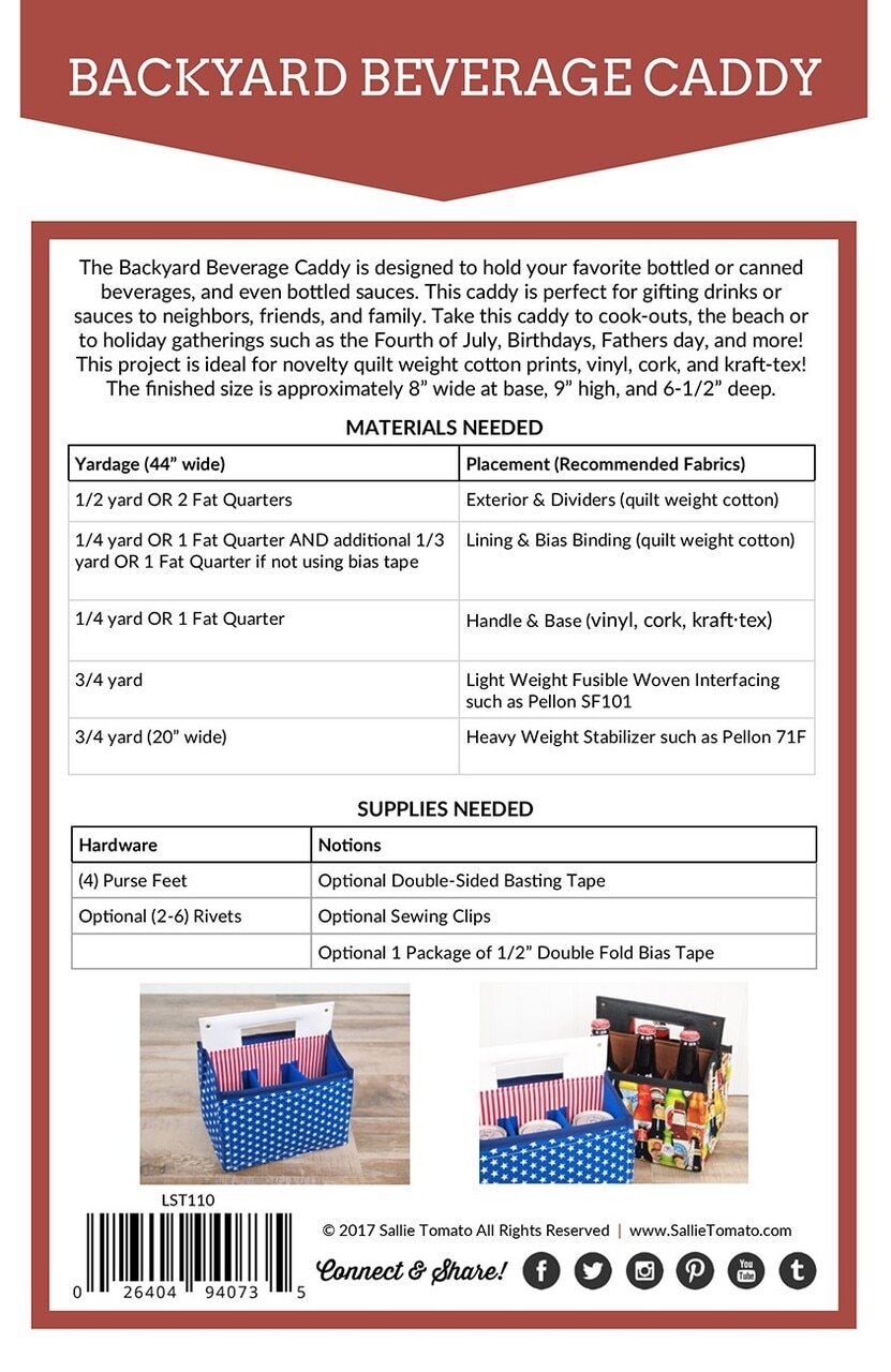 Backyard Beverage Caddy Pattern , quilting and craft projects