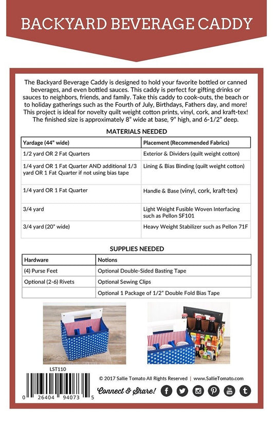 Backyard Beverage Caddy Pattern , quilting and craft projects