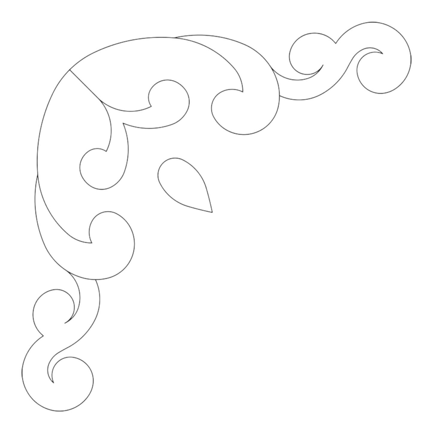 Quilt Stencil Ornamental Corner 2 229 mm for precise cutting, marking and patchwork