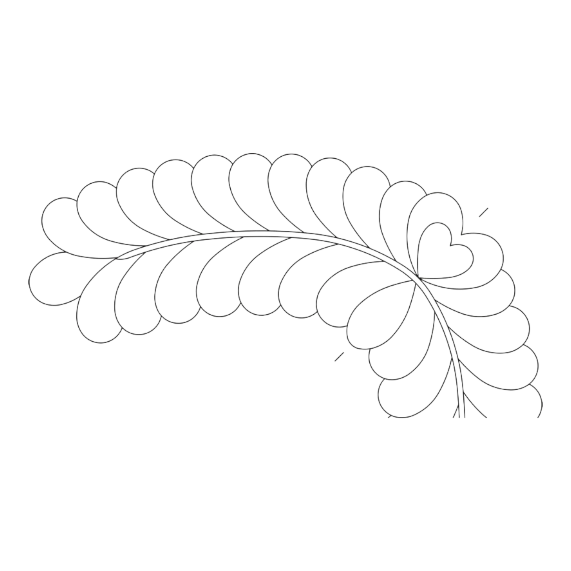 Quilt Stencil Feather Corner 152 mm for precise cutting, marking and patchwork