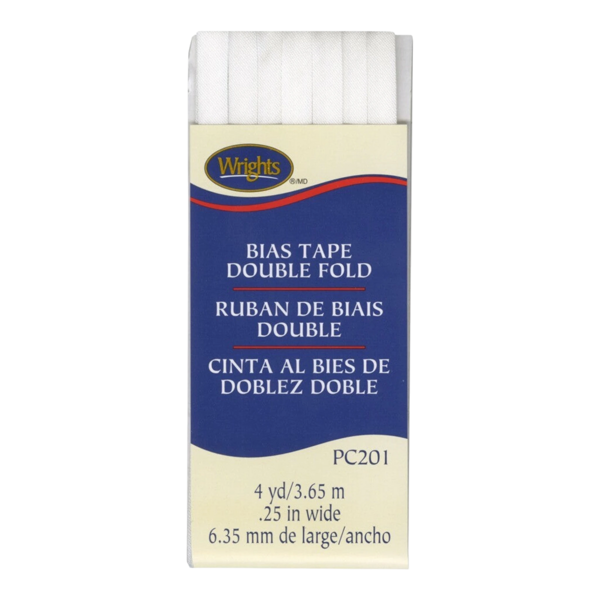 Double Fold Bias Tape - White