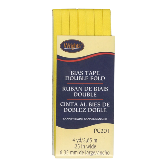 Double Fold Bias Tape - Canary , quilting and neat fabric finishing
