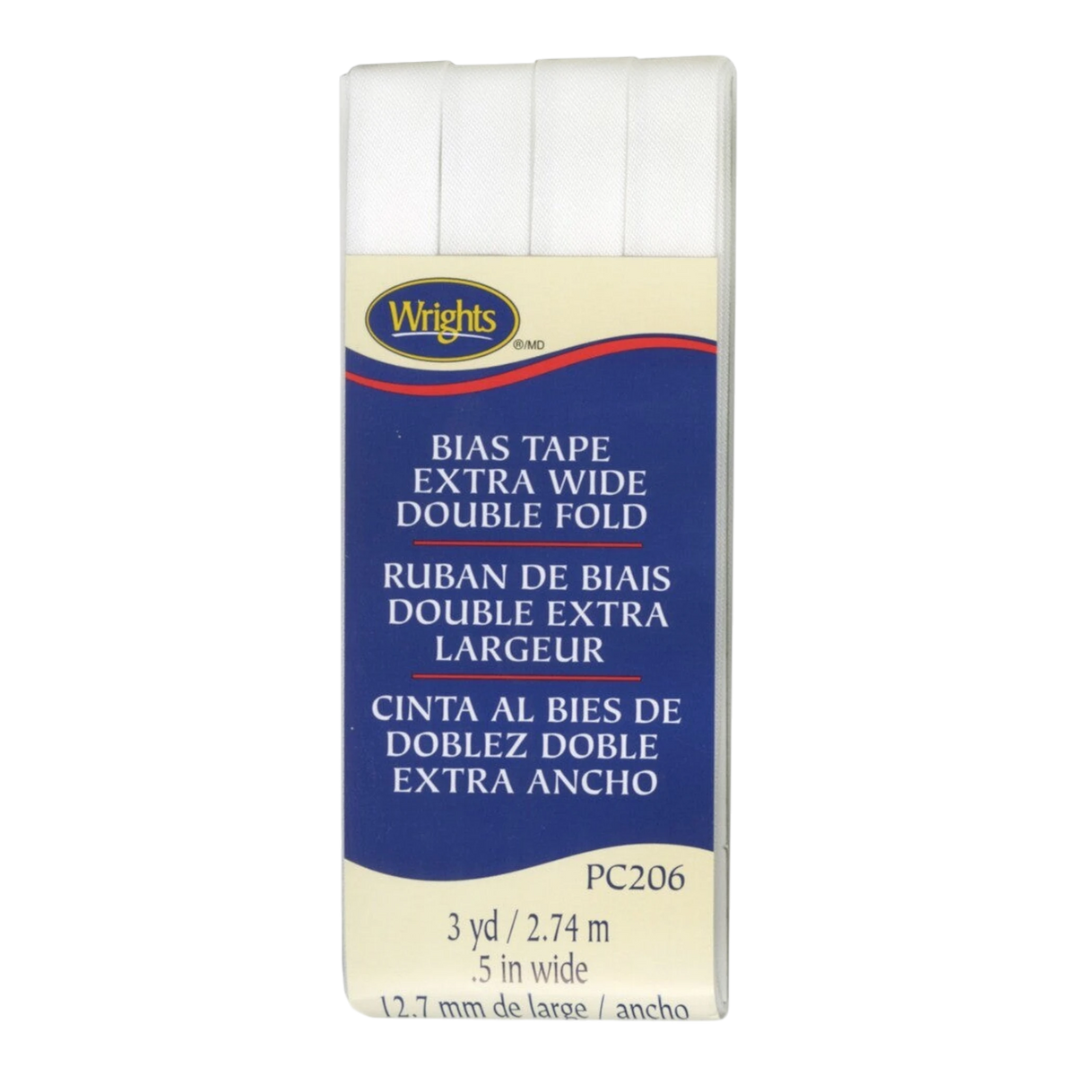 Extra Wide Double Fold Bias Tape - White