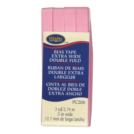 Extra Wide Double Fold Bias Tape - PINK , quilting and neat fabric finishing
