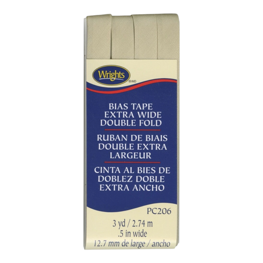 Extra Wide Double Fold Bias Tape - KHAKI , quilting and neat fabric finishing