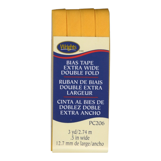 Extra Wide Double Fold Bias Tape - MARIGOLD , quilting and neat fabric finishing