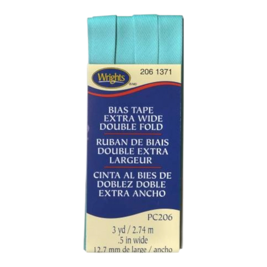 Extra Wide Double Fold Bias Tape - Aquamarine , quilting and neat fabric finishing