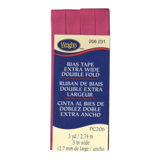 Extra Wide Double Fold Bias Tape - HOT MAGENTA , quilting and neat fabric finishing