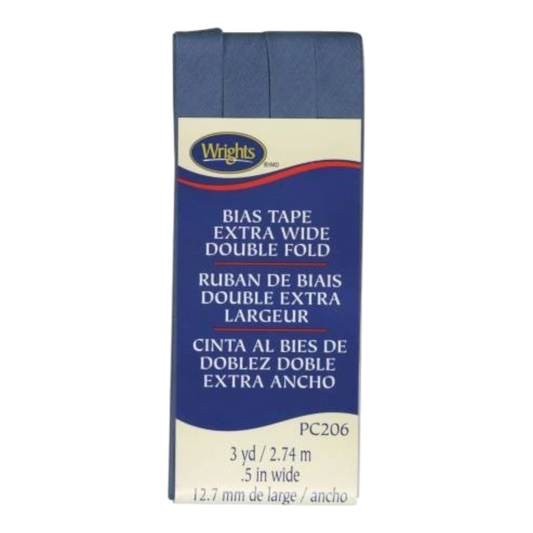 Extra Wide Double Fold Bias Tape - Stone Blue , quilting and neat fabric finishing