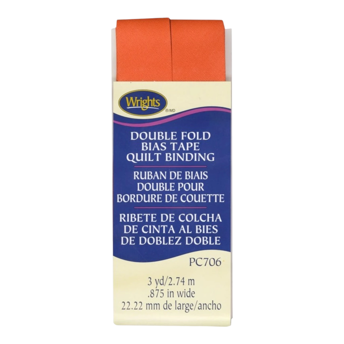 Double Fold Quilt Binding - Orange