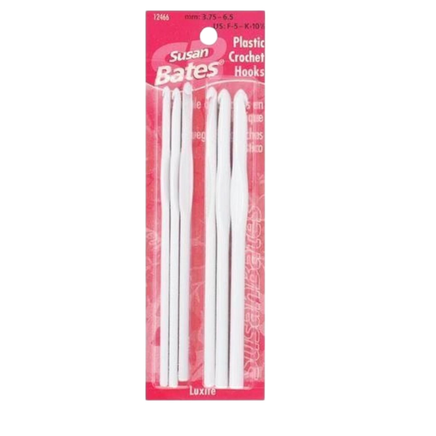 Susan Bates - Luxite Plastic Crochet Hook Set - F-K for crochet and yarn projects