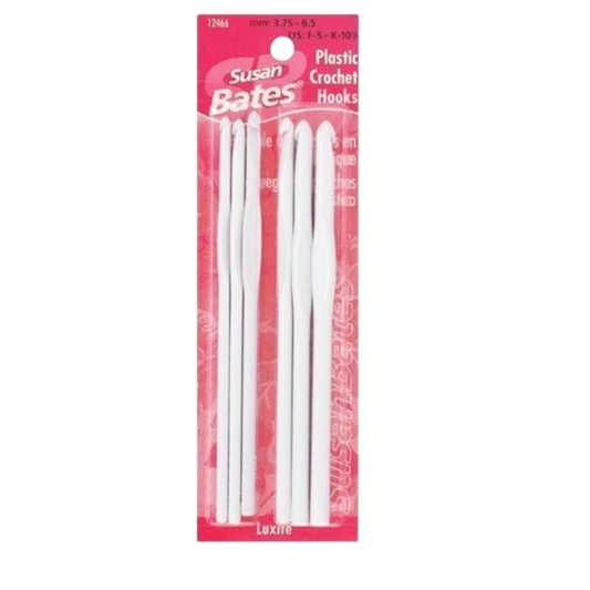 Susan Bates - Luxite Plastic Crochet Hook Set - F-K for crochet and yarn projects