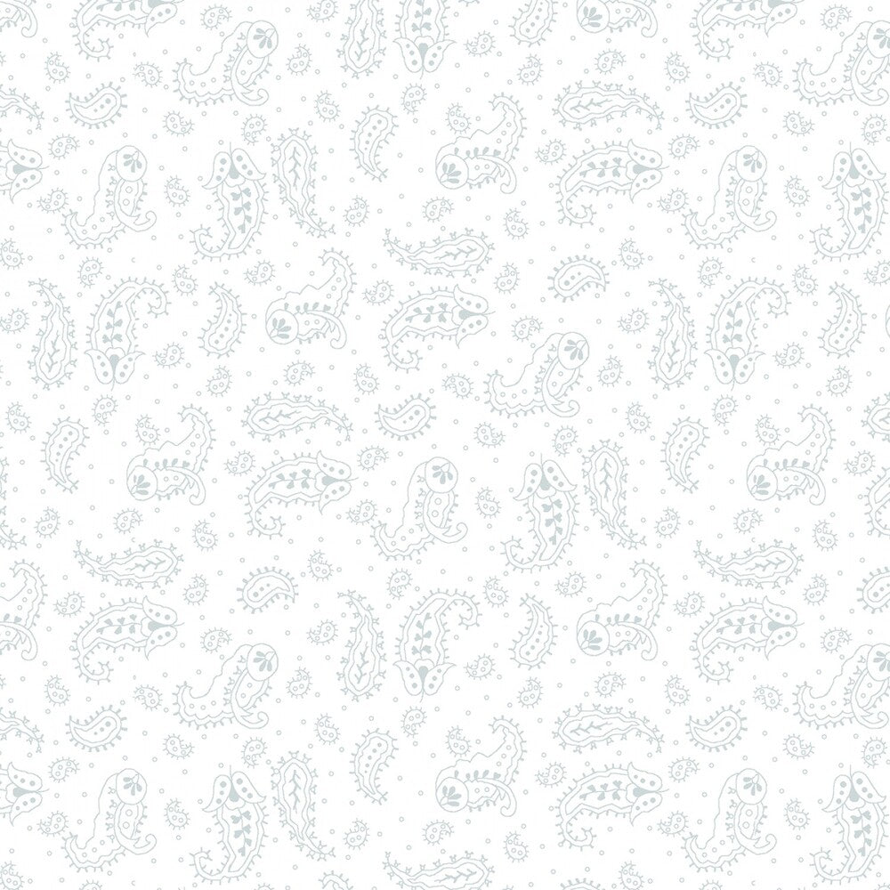 Quilters Flour V - White on White Delicate Paisley sewing and quilting product