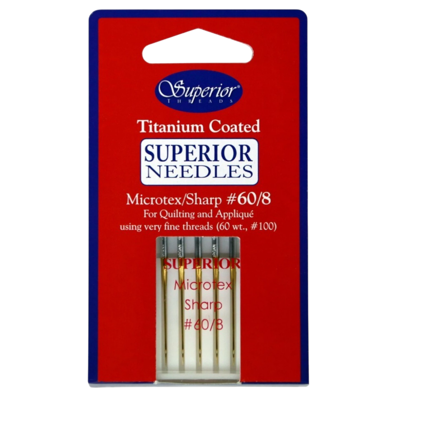 Superior Microtex Sharp Titanium Coated Needle Size 60/8 5ct , quilting and needlework