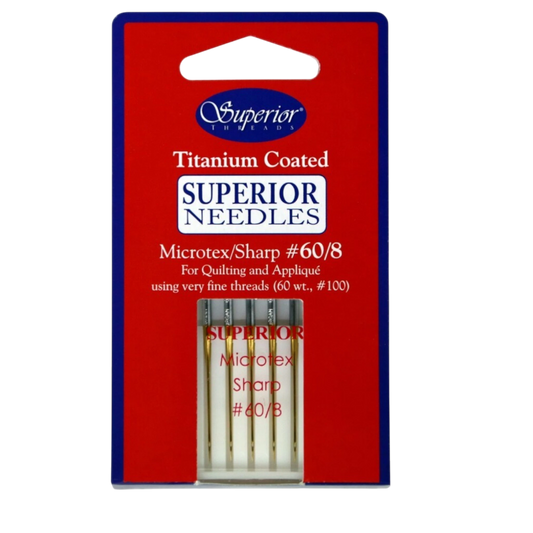 Superior Microtex Sharp Titanium Coated Needle Size 60/8 5ct , quilting and needlework