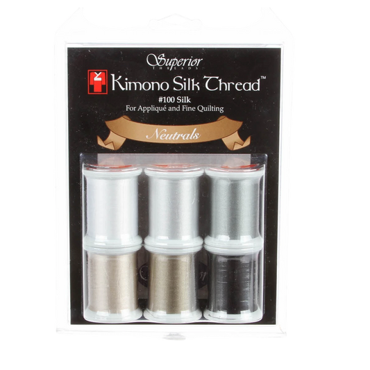 Kimono Silk Thread Set Neutral Collection 6 Spools , piecing and stitching