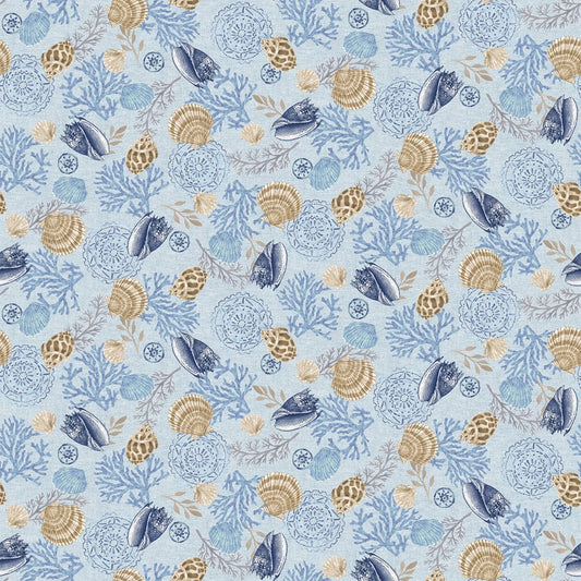 Cobalt Seas - Lt. Blue Spaced Shells sewing and quilting product
