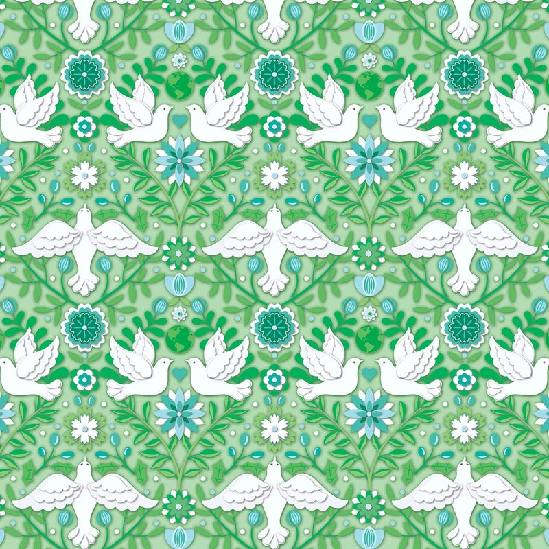 Peace on Earth Holiday- Mint Damask Christmas sewing and quilting product