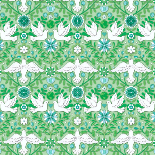 Peace on Earth Holiday- Mint Damask Christmas sewing and quilting product