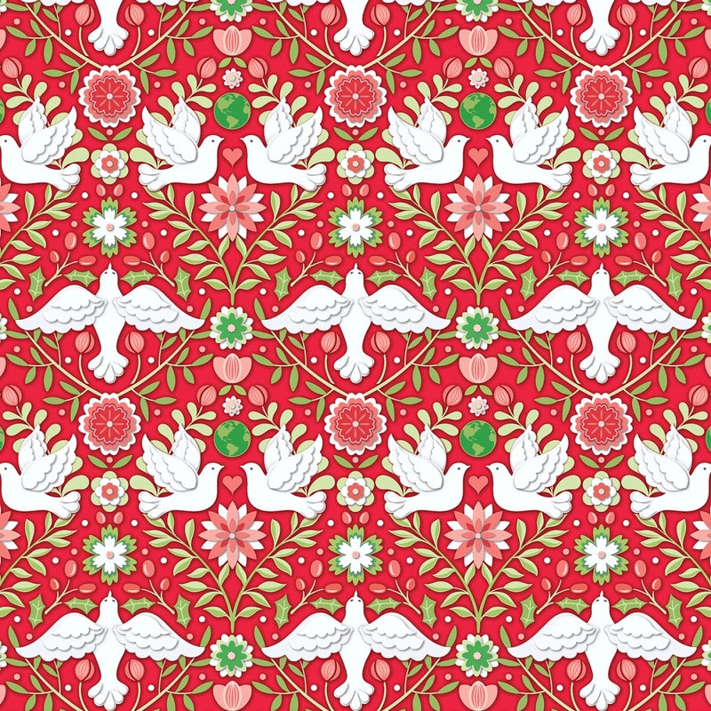 Peace on Earth Holiday-Ruby Damask Christmas sewing and quilting product
