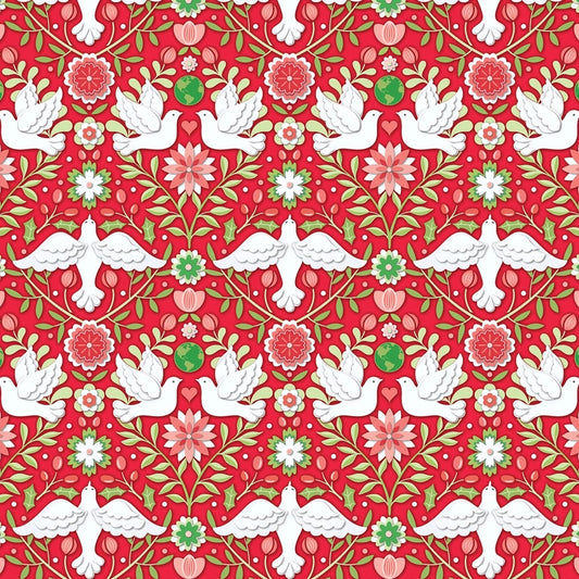 Peace on Earth Holiday-Ruby Damask Christmas sewing and quilting product