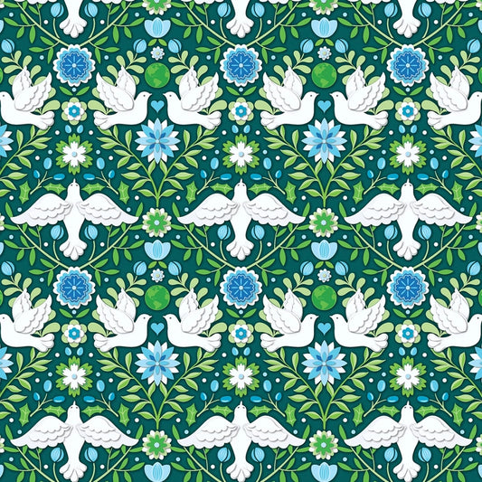Peace on Earth Holiday- Jade Damask Christmas sewing and quilting product