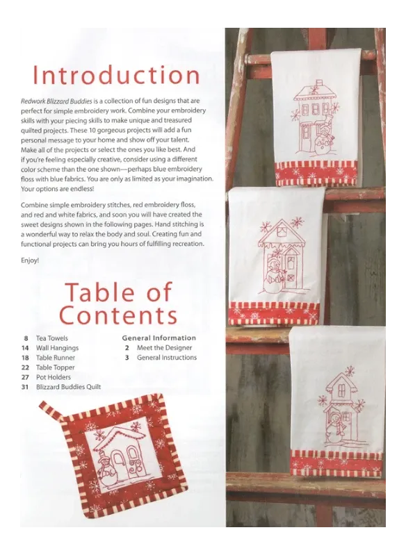 Redwork Blizzard Buddies Book , quilting and craft projects