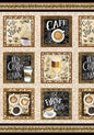 Neutral Coffee Time Panel for patchwork, quilting and sewing