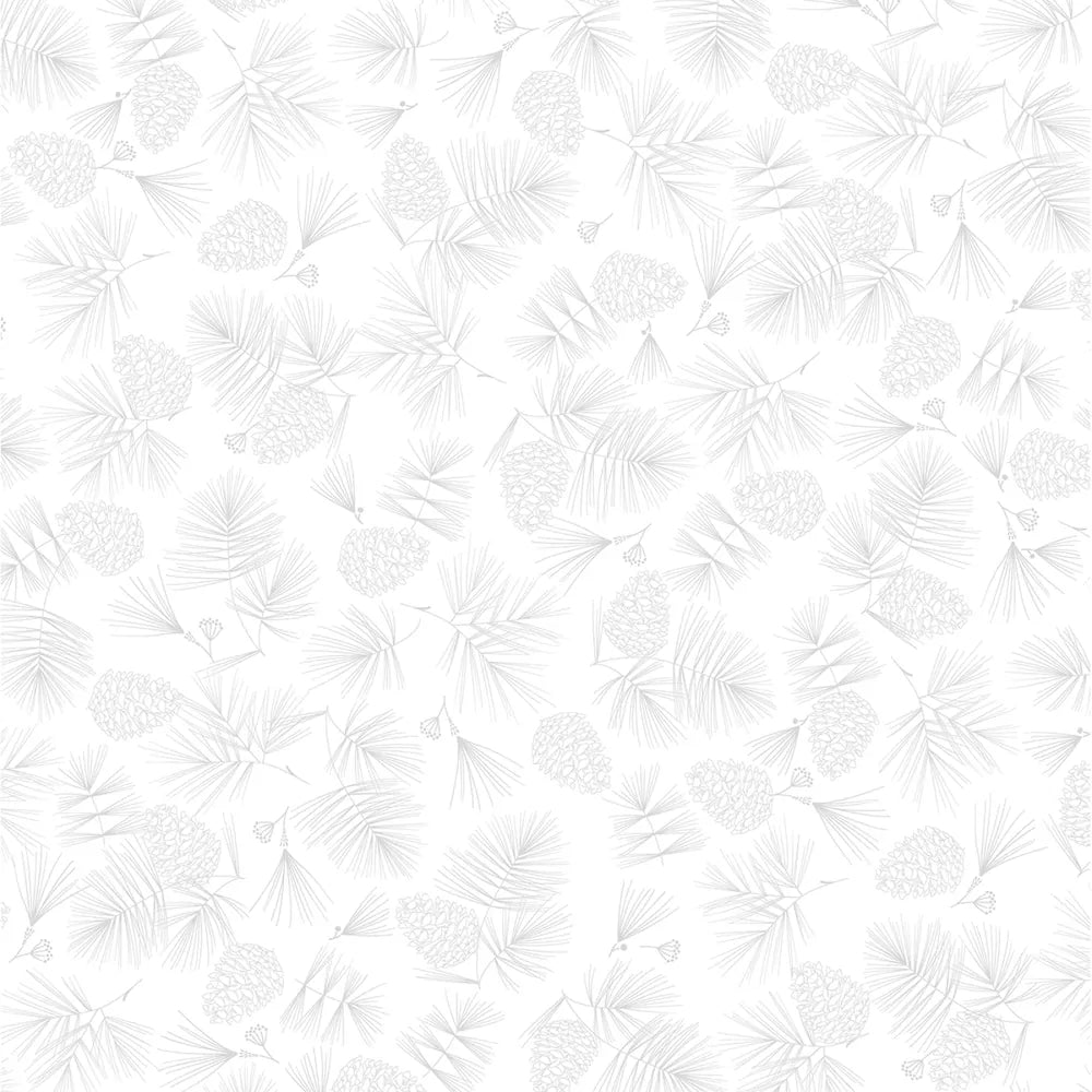 Wintery Pines White on White Christmas sewing and quilting product