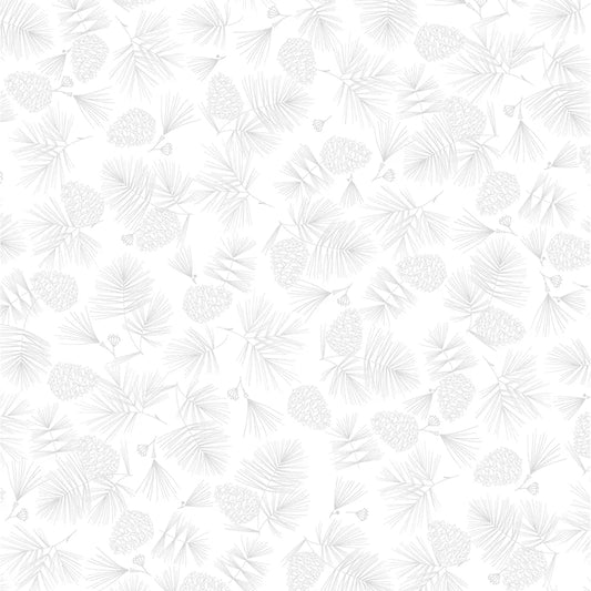 Wintery Pines White on White Christmas sewing and quilting product