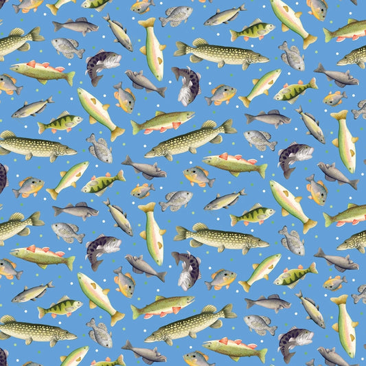 Sail Away - Light Blue Gone Fishing sewing and quilting product
