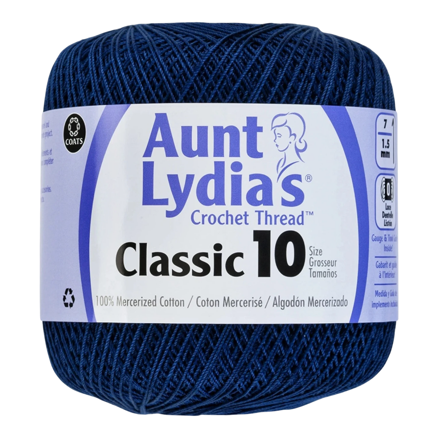 Aunt Lydia's Crochet Thread Size 10 Navy