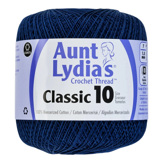 Aunt Lydia's Crochet Thread Size 10 Navy