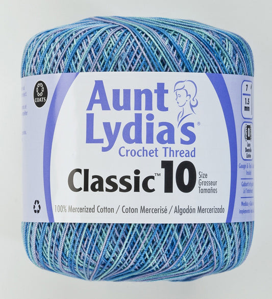 Aunt Lydias Crochet Thread - Ocean , piecing and stitching