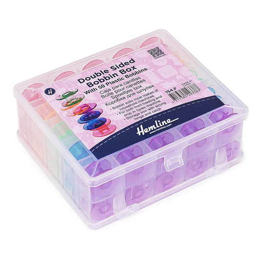 Double Sided Bobbin Box with 50 plastic bobbins machine threading and quilting